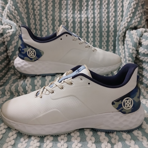 Men's G-Fore White and Blue Camo  Athletic Golf Shoes - Picture 2 of 6